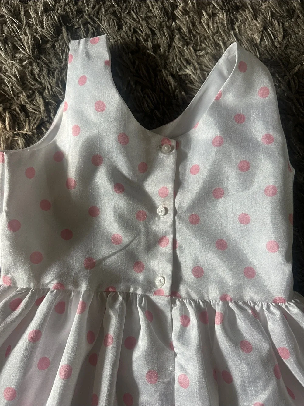 Gymboree White Dress with Pink Polka Dot Bodice and Multicolor Floral Skirt
